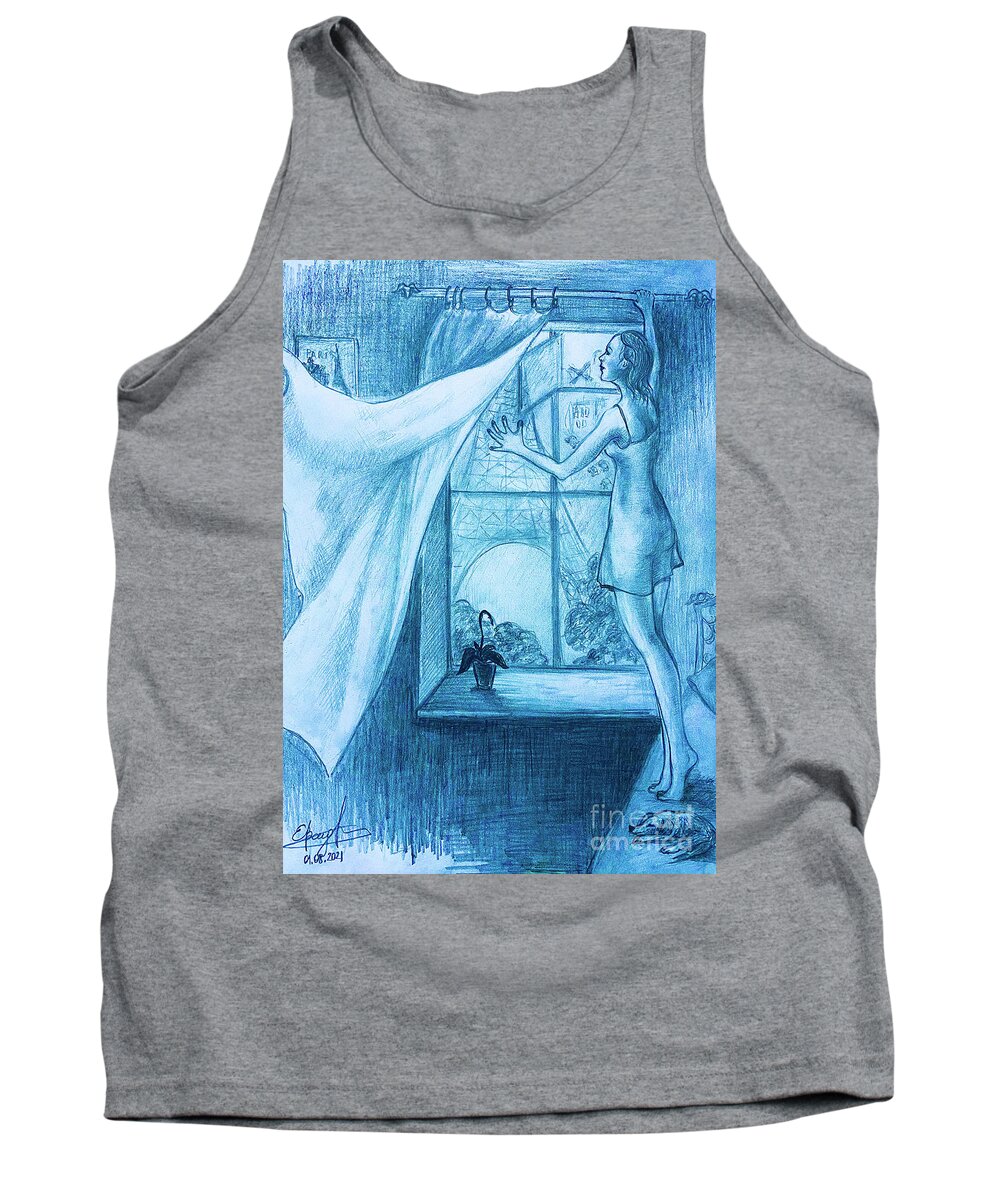 Dream Tank Top featuring the drawing A dream to travel by Ella Boughton