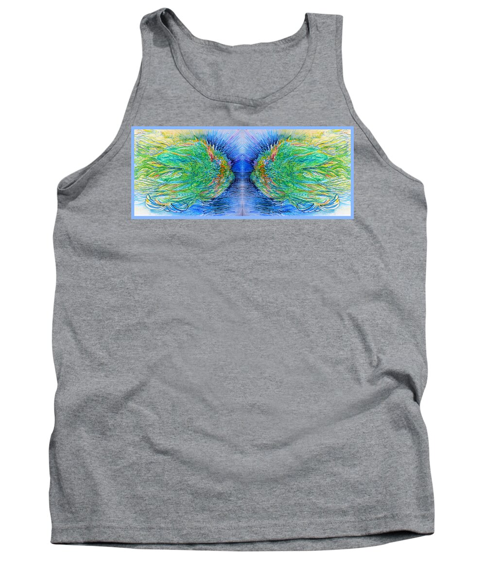 Blues And Greens Tank Top featuring the drawing A Fishy Abstract by Rosanne Licciardi