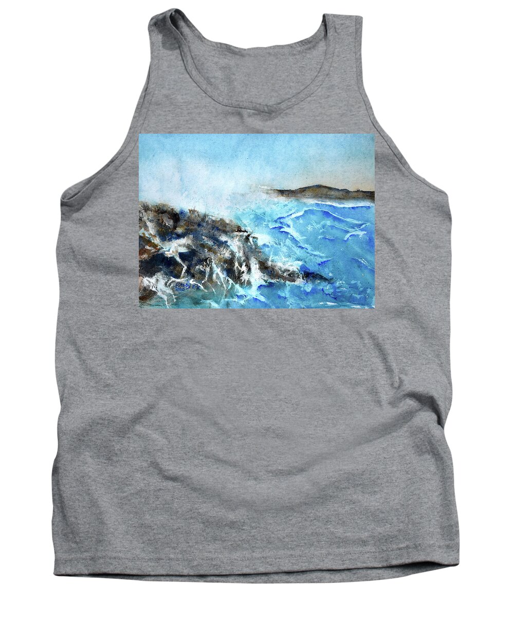 Sea Tank Top featuring the painting Abstract Coastline by Wendy Keeney-Kennicutt