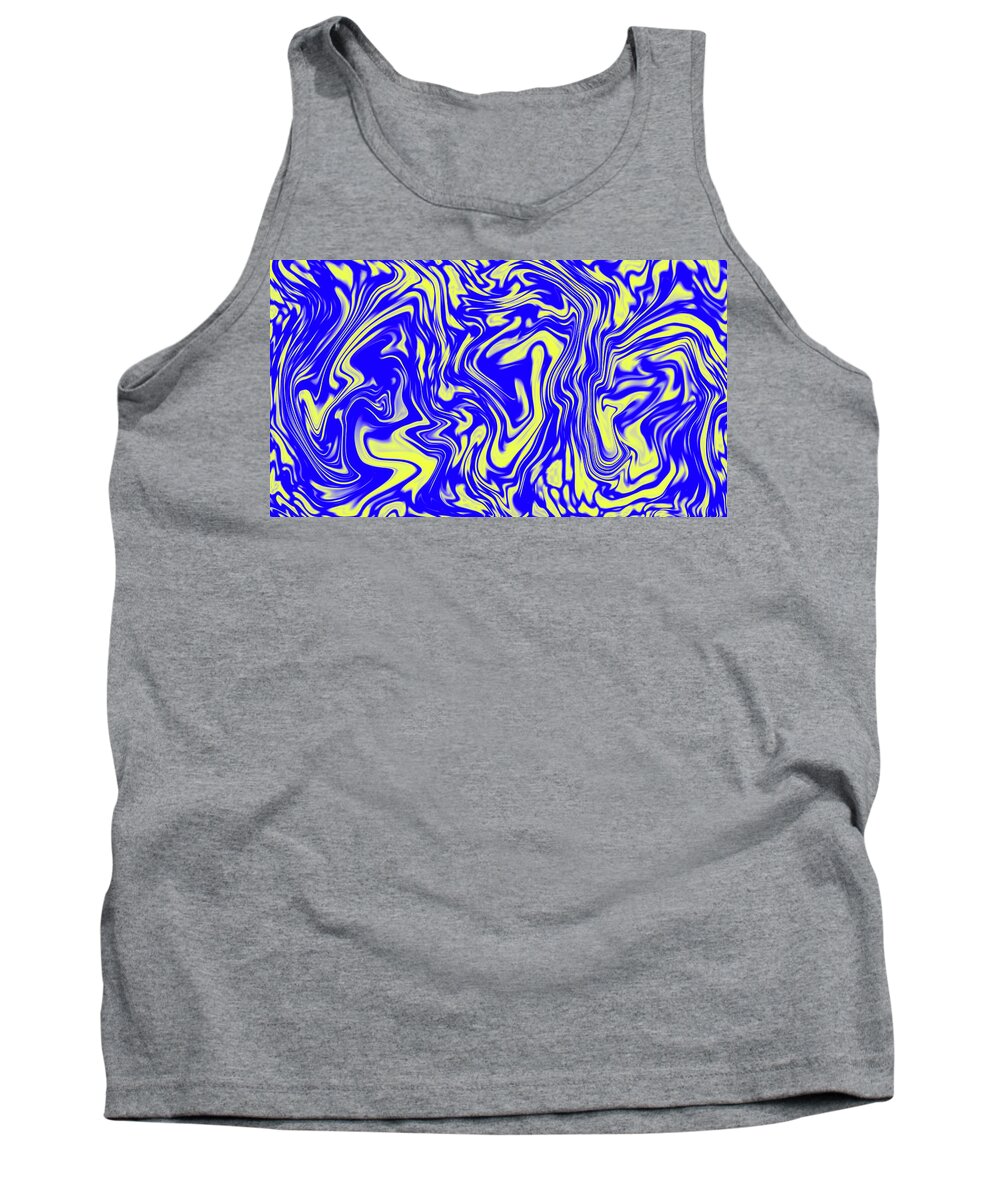 Tank Trever Swirl Abstract Pixels and Yellow Top - Blue Nyx by