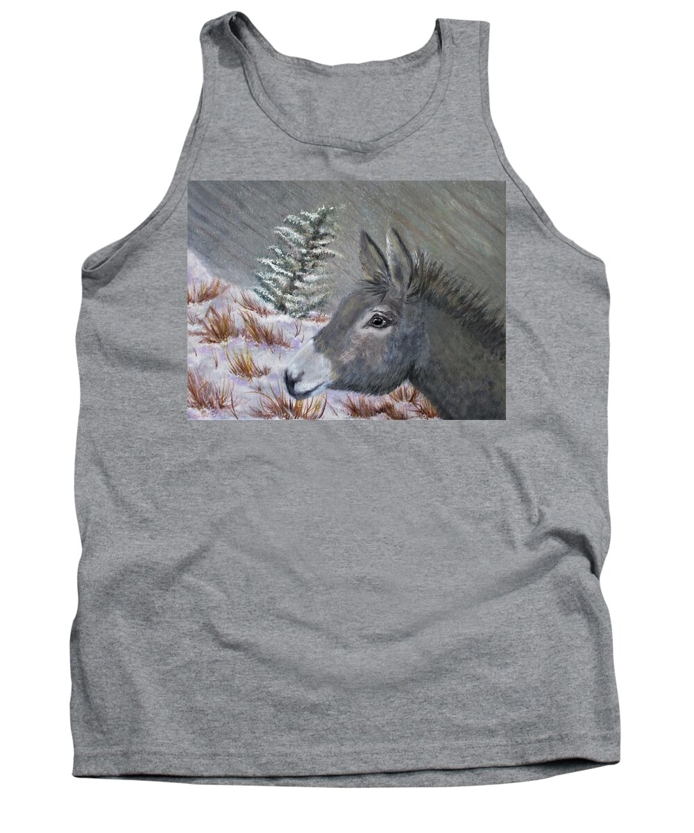 Donkey Against The Wind Tank Top featuring the painting Donkey Against The Wind by Lynn Raizel Lane