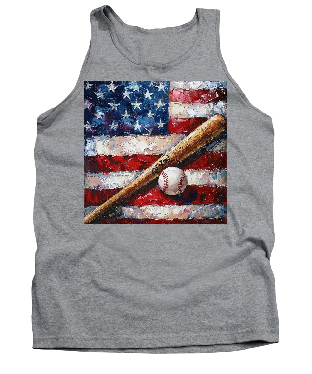 Baseball Tank Top featuring the digital art American Flag And Baseball 4 by Athena Mckinzie