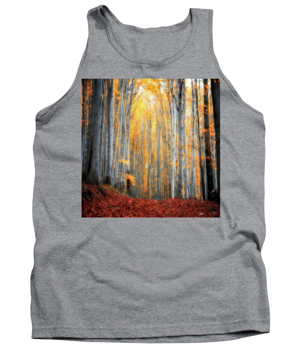 Autumn Tank Top featuring the photograph An Autumn in the Forest by Philippe Sainte-Laudy