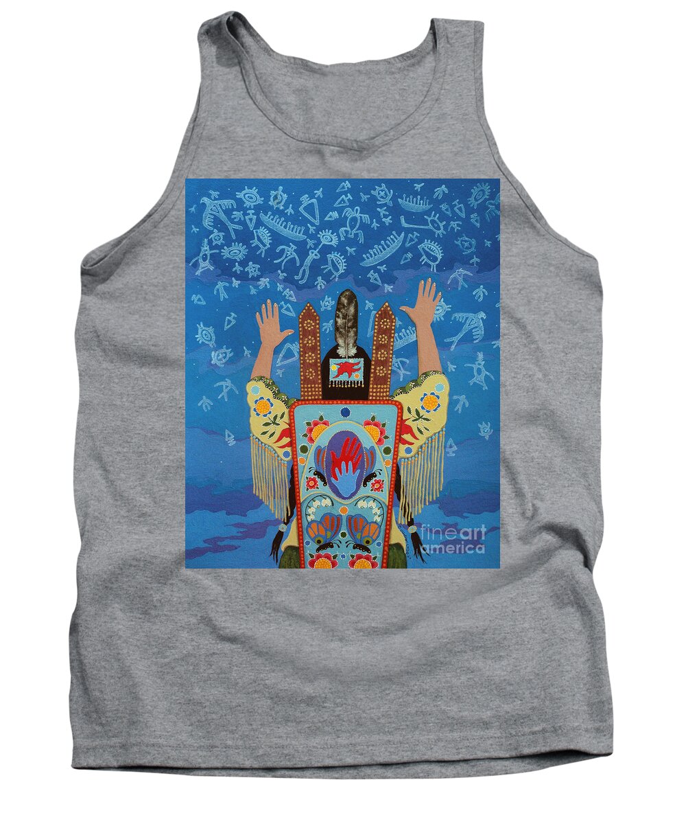 Native American Tank Top featuring the painting Ancestor Knowledge II by Chholing Taha