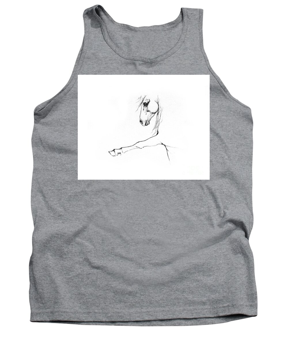 Horse Tank Top featuring the drawing Andalusian horse portrait 2014 05 16 c by Ang El