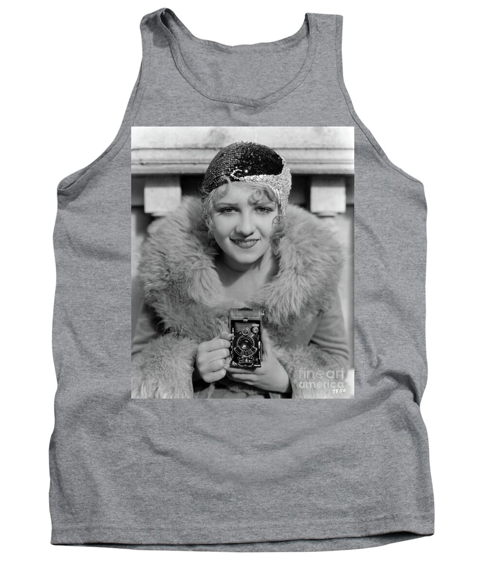 Anita Page Tank Top featuring the photograph Anita Page Pointing Camera by Sad Hill - Bizarre Los Angeles Archive