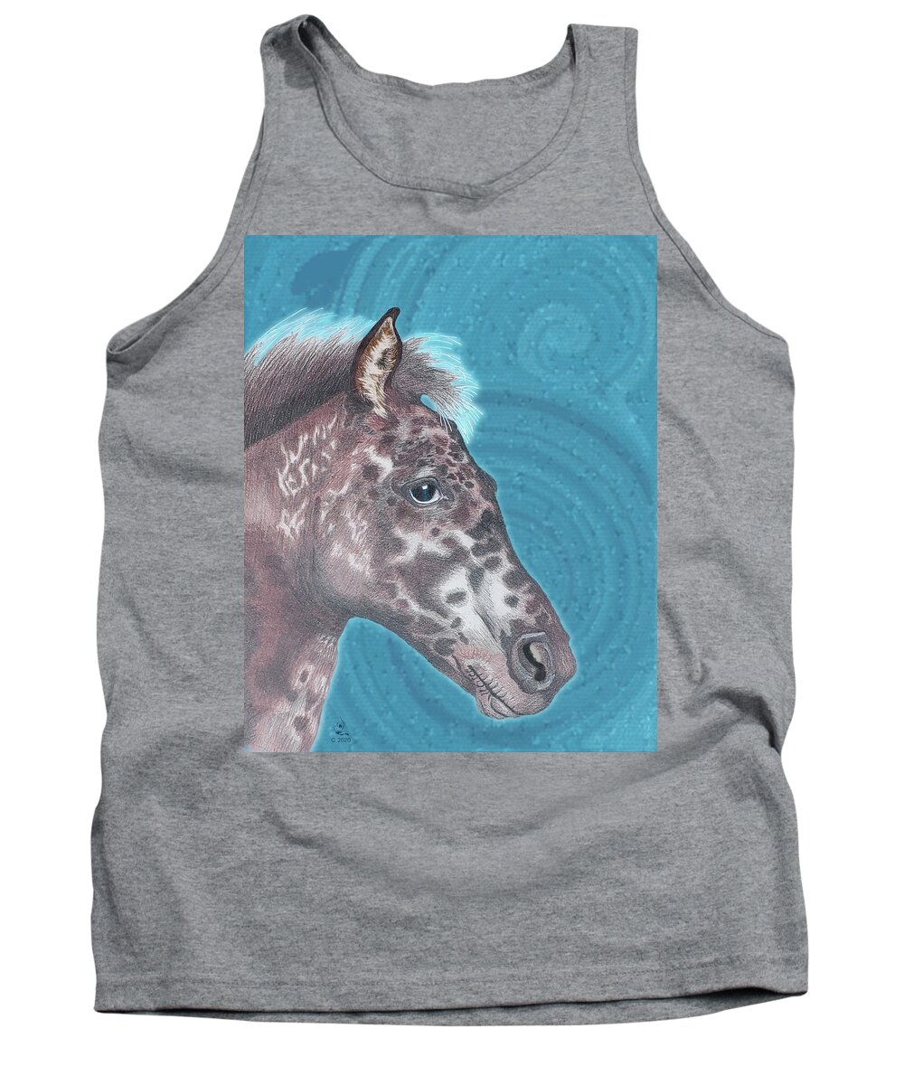 Spotted Horse Tank Top featuring the drawing Appaloosa Horse Portrait by Equus Artisan