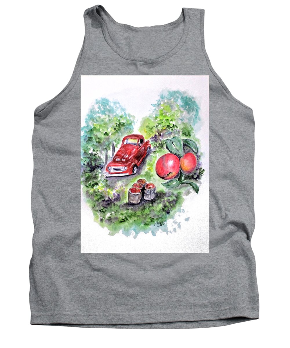 Harvest Tank Top featuring the painting Apple Truck by Clyde J Kell