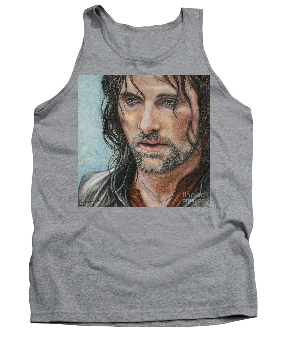 Strider Tank Top featuring the drawing Aragorn by Christine Jepsen