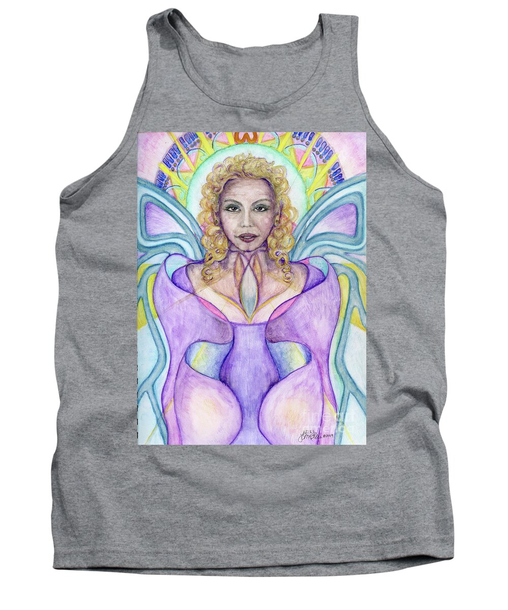 Archangel Tank Top featuring the painting Archangel Ariel by Jo Thomas Blaine