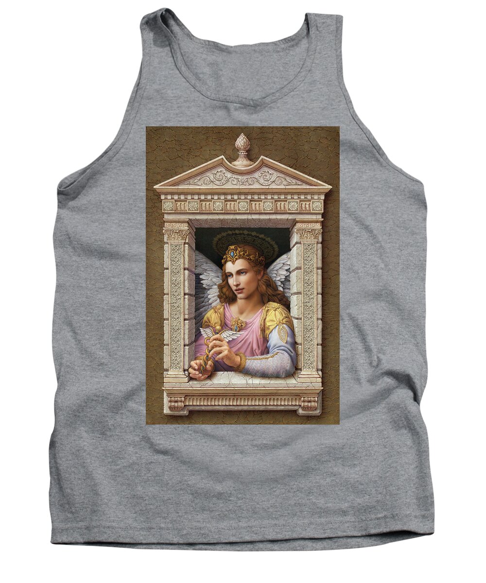 Christian Art Tank Top featuring the painting Archangel Raphael 2 by Kurt Wenner