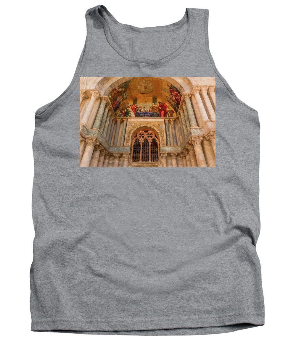 Patriarchal Cathedral Basilica Of Saint Mark Tank Top featuring the photograph Architectural Art, St. Mark's Basilica by Marcy Wielfaert