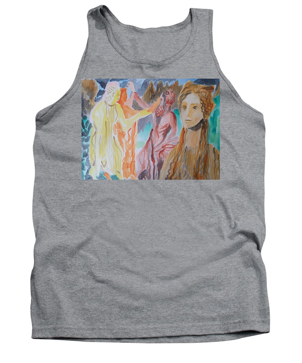 Sculpture Tank Top featuring the painting Archcaic Hellenistic Beauty by Enrico Garff