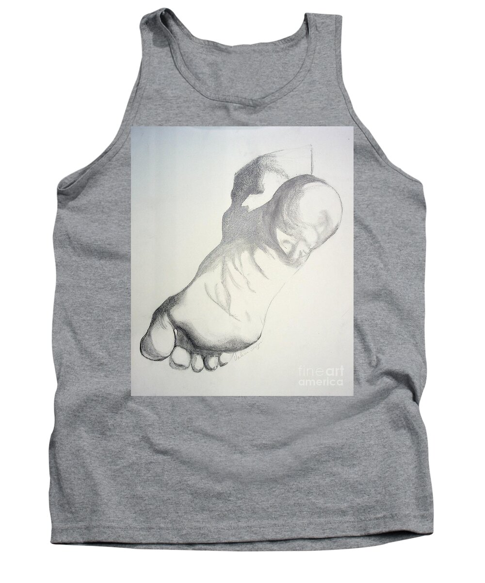 Foot Tank Top featuring the drawing Art has sole by Valerie Shaffer