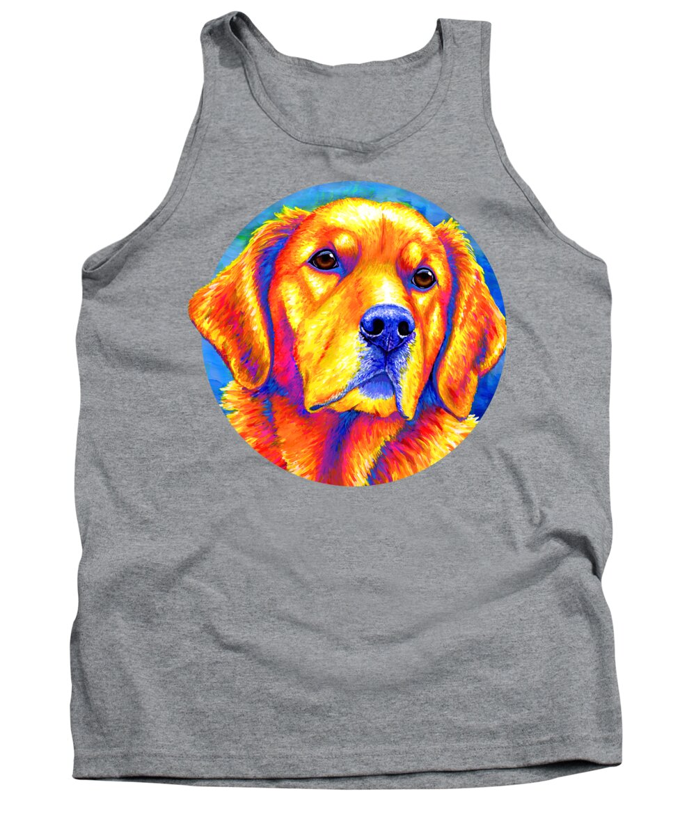 Golden Retriever Tank Top featuring the painting Faithful Friend - Colorful Golden Retriever Dog by Rebecca Wang