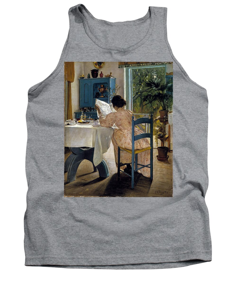 At Breakfast Tank Top featuring the painting At Breakfast by Lagra Art