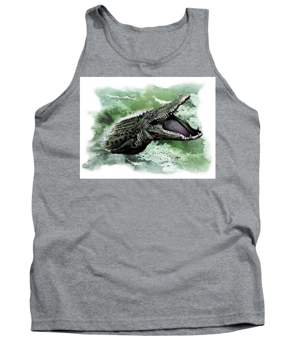 Art Tank Top featuring the painting Australian Saltwater Crocodile by Simon Read