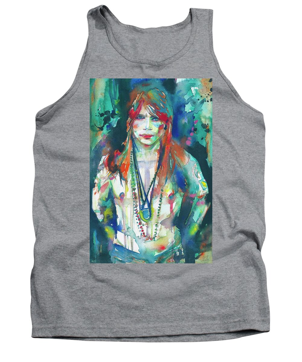 Axl Tank Top featuring the painting AXL ROSE watercolor portrait .3 by Fabrizio Cassetta