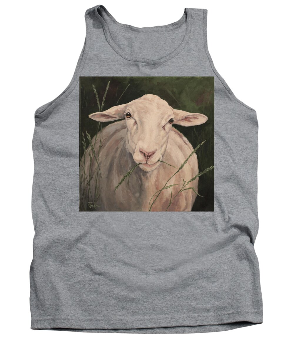 Sheep Tank Top featuring the painting Back At Ewe by Joan Frimberger