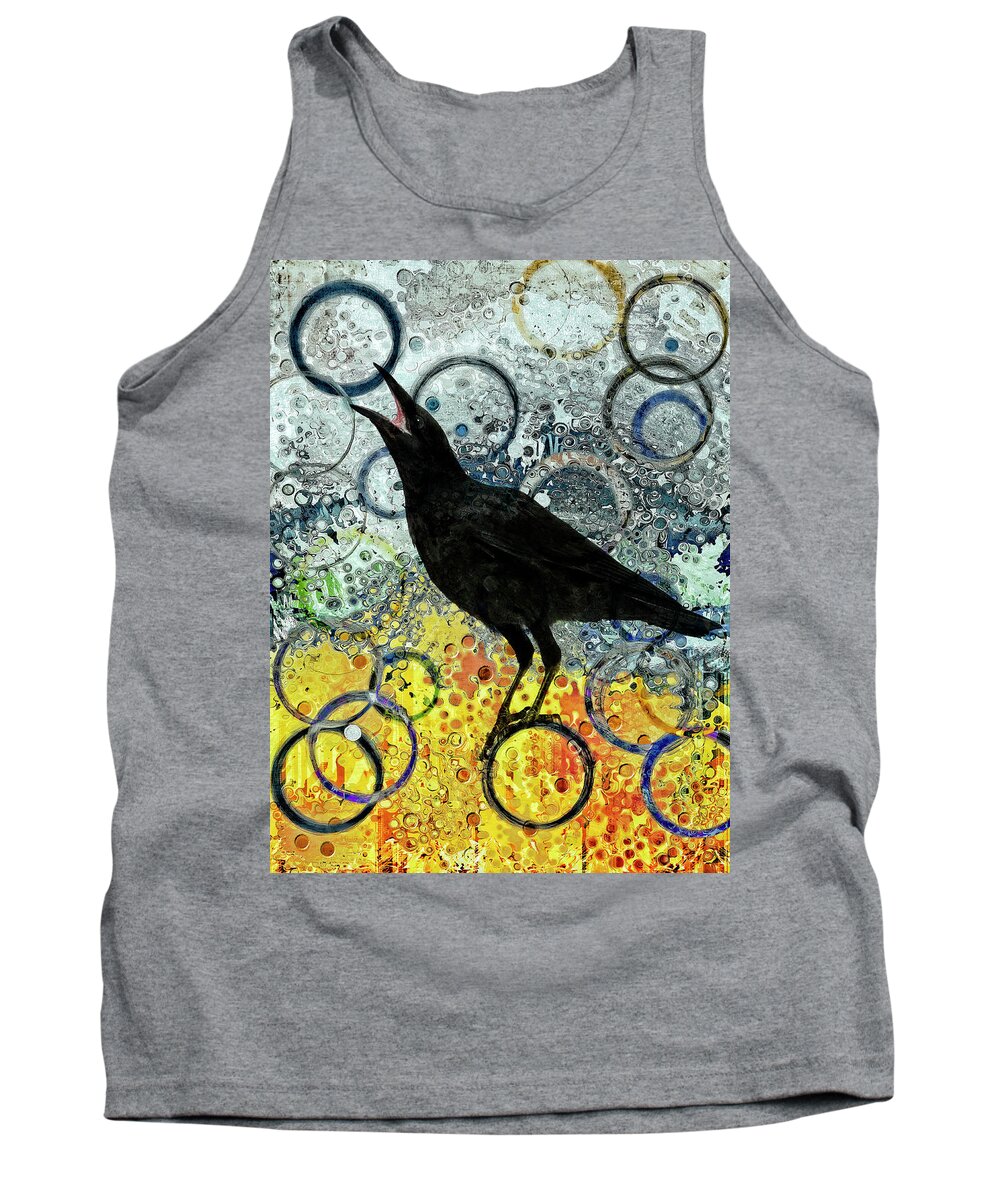 Raven Tank Top featuring the mixed media Balancing Act by Sandra Selle Rodriguez