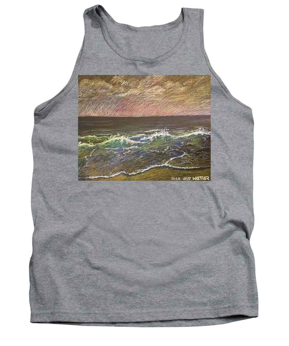 Beach Tank Top featuring the drawing Beach In Colored Pencil by Larry Whitler
