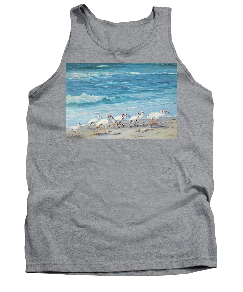 Ibis Tank Top featuring the painting Beach Patrol by Judy Rixom