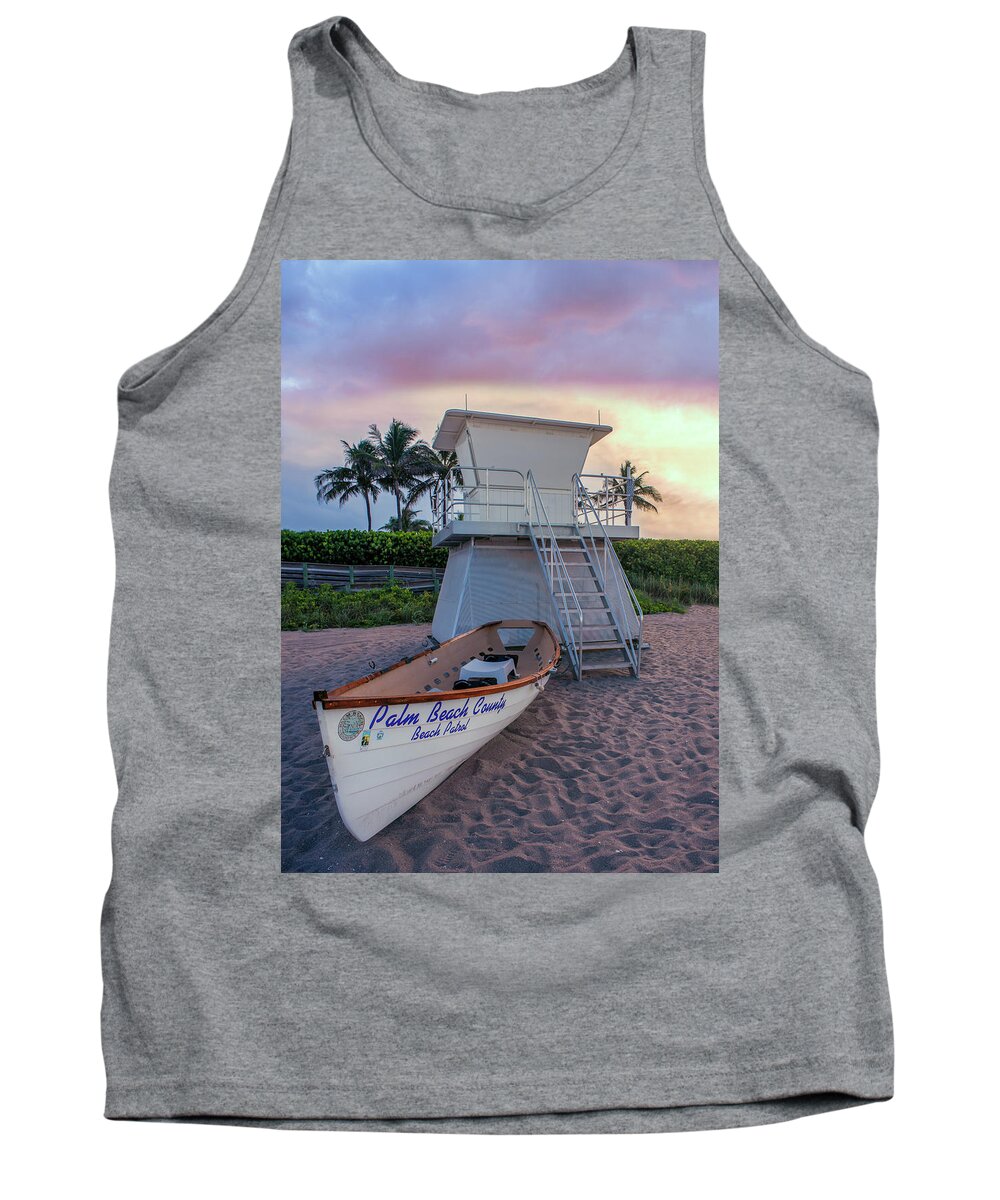 Lifeguard Tower Tank Top featuring the photograph Beach Patrol - Lifeguard Tower at Juno Beach by Laura Fasulo