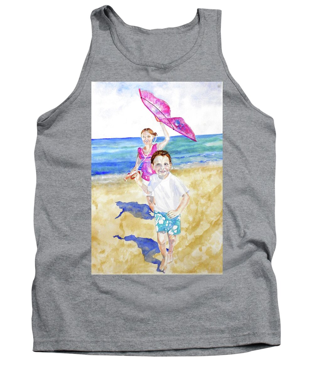 Beach Tank Top featuring the painting Beach Time by Barbara F Johnson