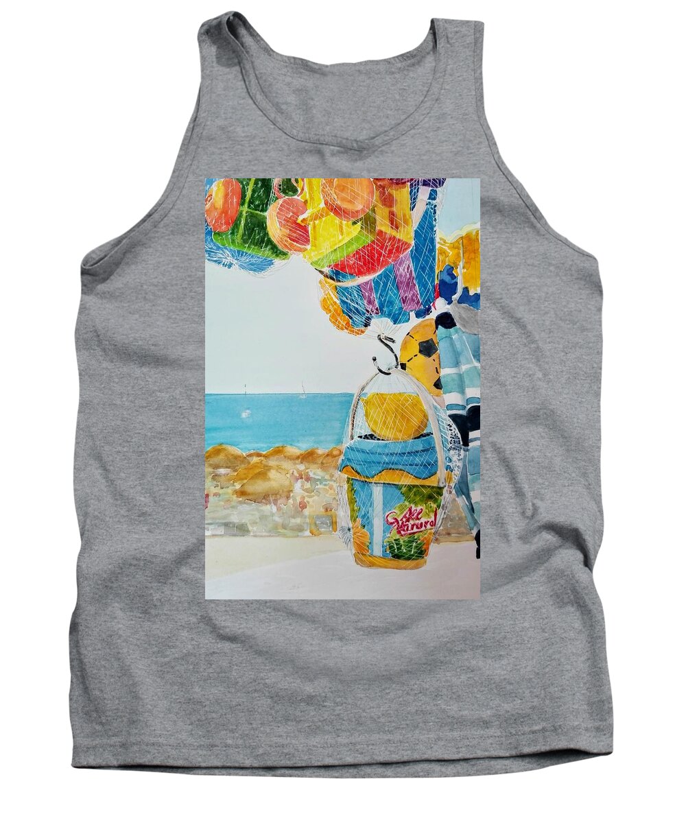 Beach Tank Top featuring the painting Beach Toys for Sale by Sandie Croft