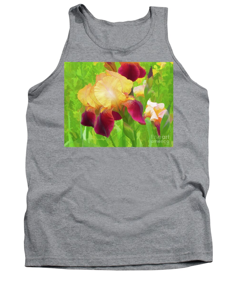 Iris Tank Top featuring the photograph Bearded Iris Tuscana by Mike Nellums