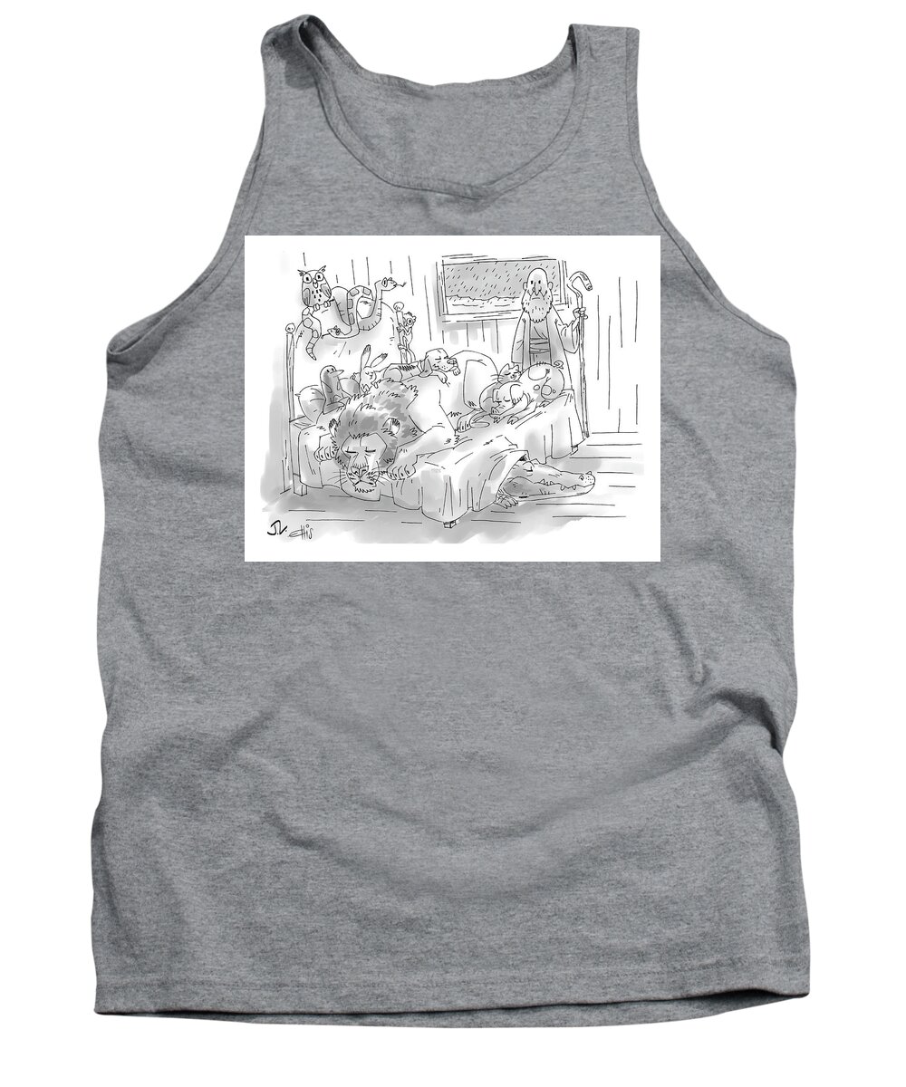 Noah's Ark Tank Top featuring the drawing Bedtime on the Ark by Ellis Rosen and Jerald Lewis