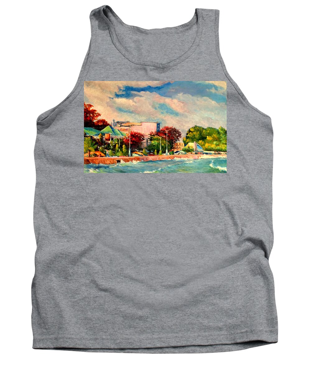 Waves Tank Top featuring the painting Berlin Wall by Jason Sentuf