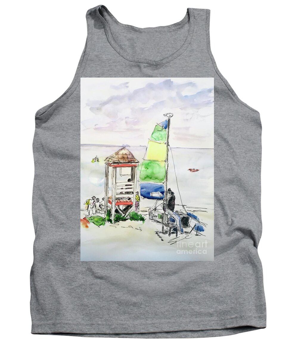 Beach Tank Top featuring the drawing Better Days by Sonia Mocnik