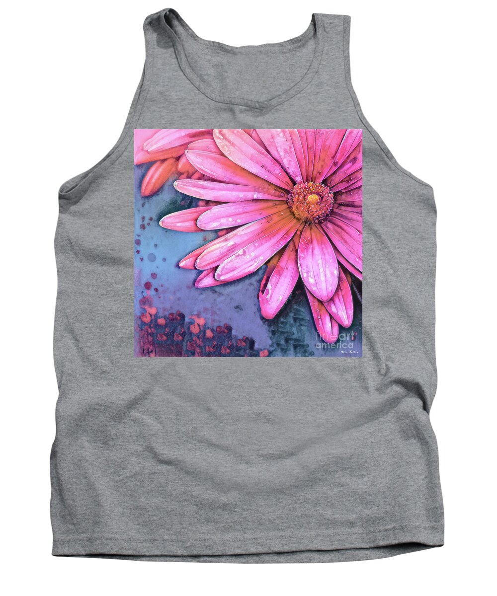 Pink Daisy Tank Top featuring the painting Big Pink Daisy by Tina LeCour