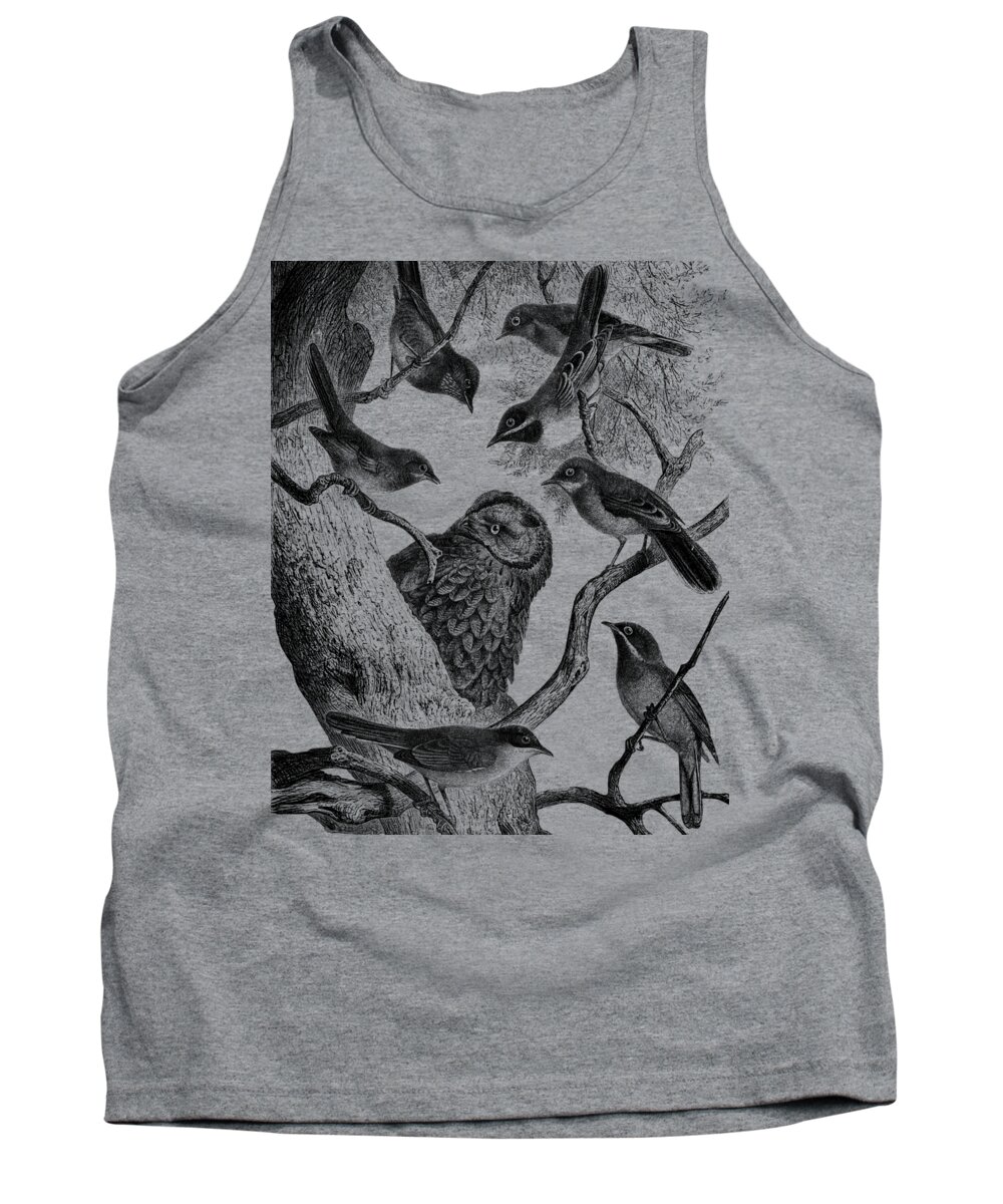 Birds Tank Top featuring the digital art Birds in a tree by Madame Memento