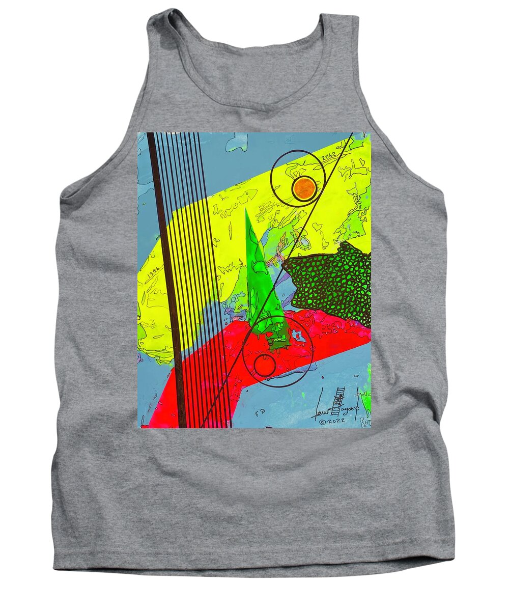  Tank Top featuring the mixed media Black Strings Left 111411 by Lew Hagood
