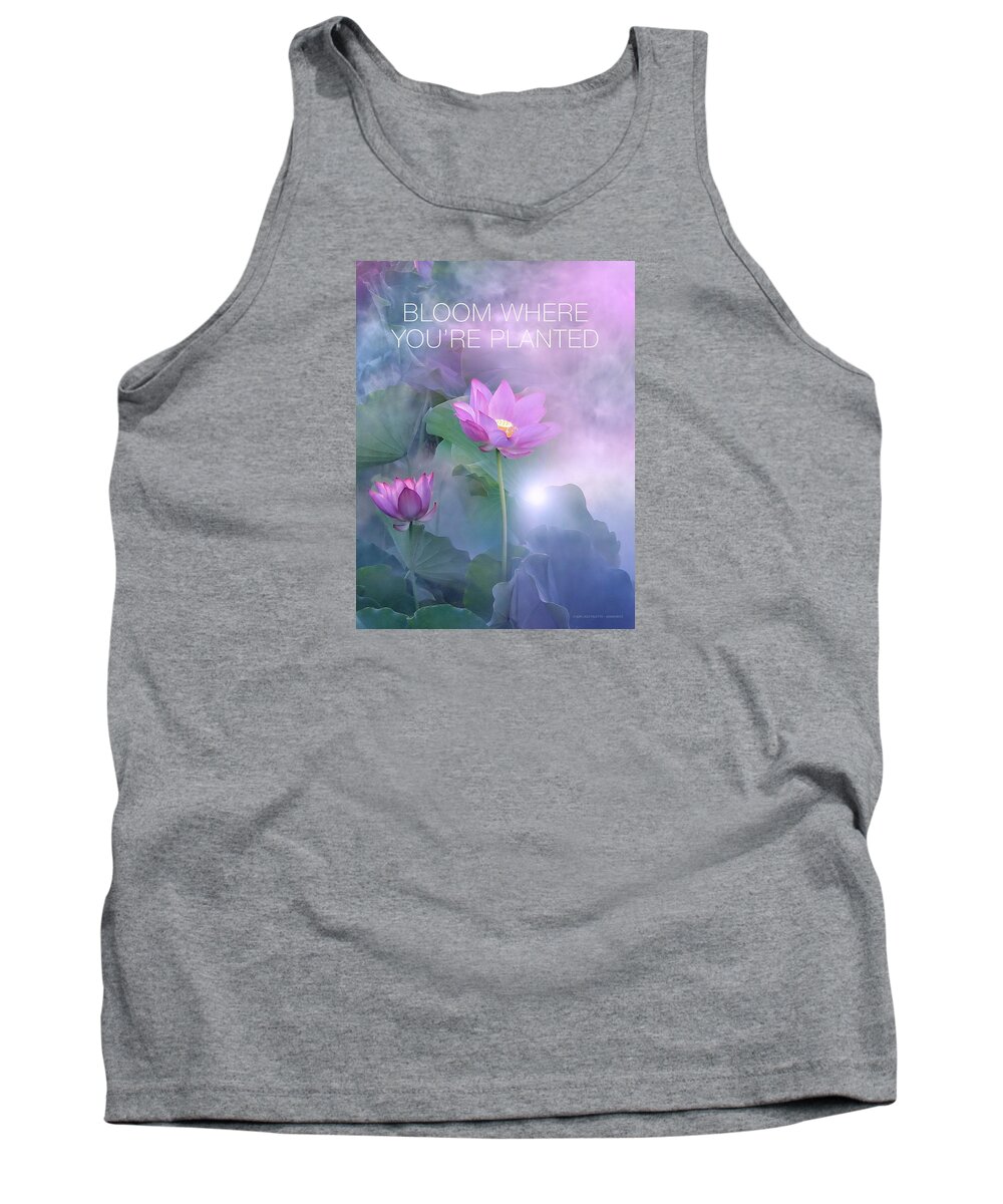 Bloom Tank Top featuring the digital art Bloom Where You're Planted Purple by Gail Marten