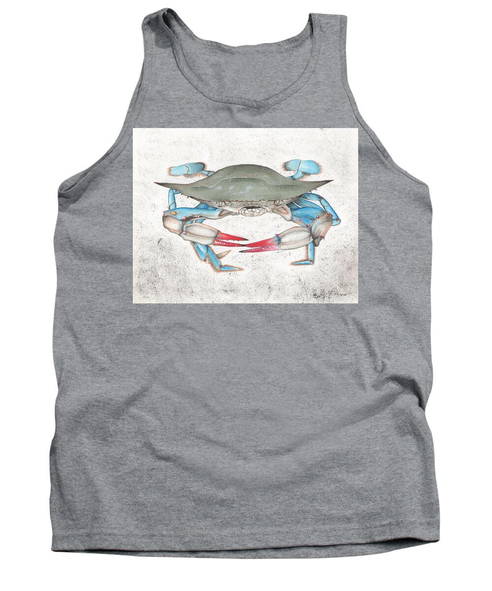 Blue Crab Tank Top featuring the painting Blue Crab #1 by Bob Labno