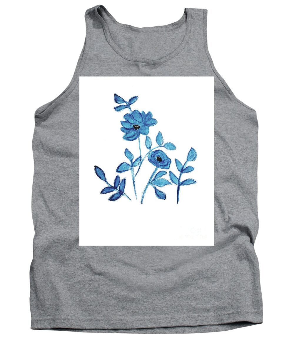 Blue Flowers Symbolize Hope And Being Able To See Beauty In Everything. Tank Top featuring the painting Blue Flowers by Margaret Welsh Willowsilk