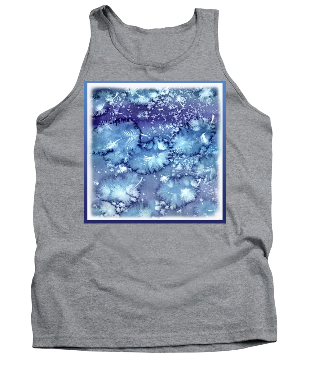 Watercolor Tank Top featuring the painting Blue Fluff by Tatyana Ponomareva