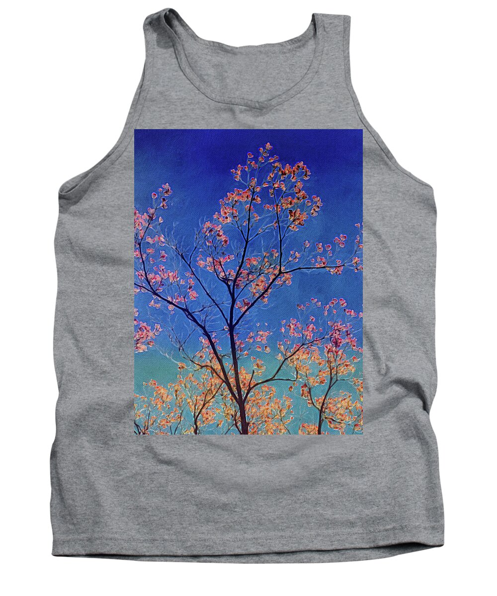 Dogwood Trees Tank Top featuring the digital art Blue Ocean Dogwoods by Kevin Lane