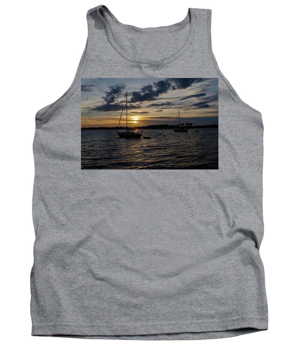 Water Tank Top featuring the photograph Boating Sunset by Les Greenwood