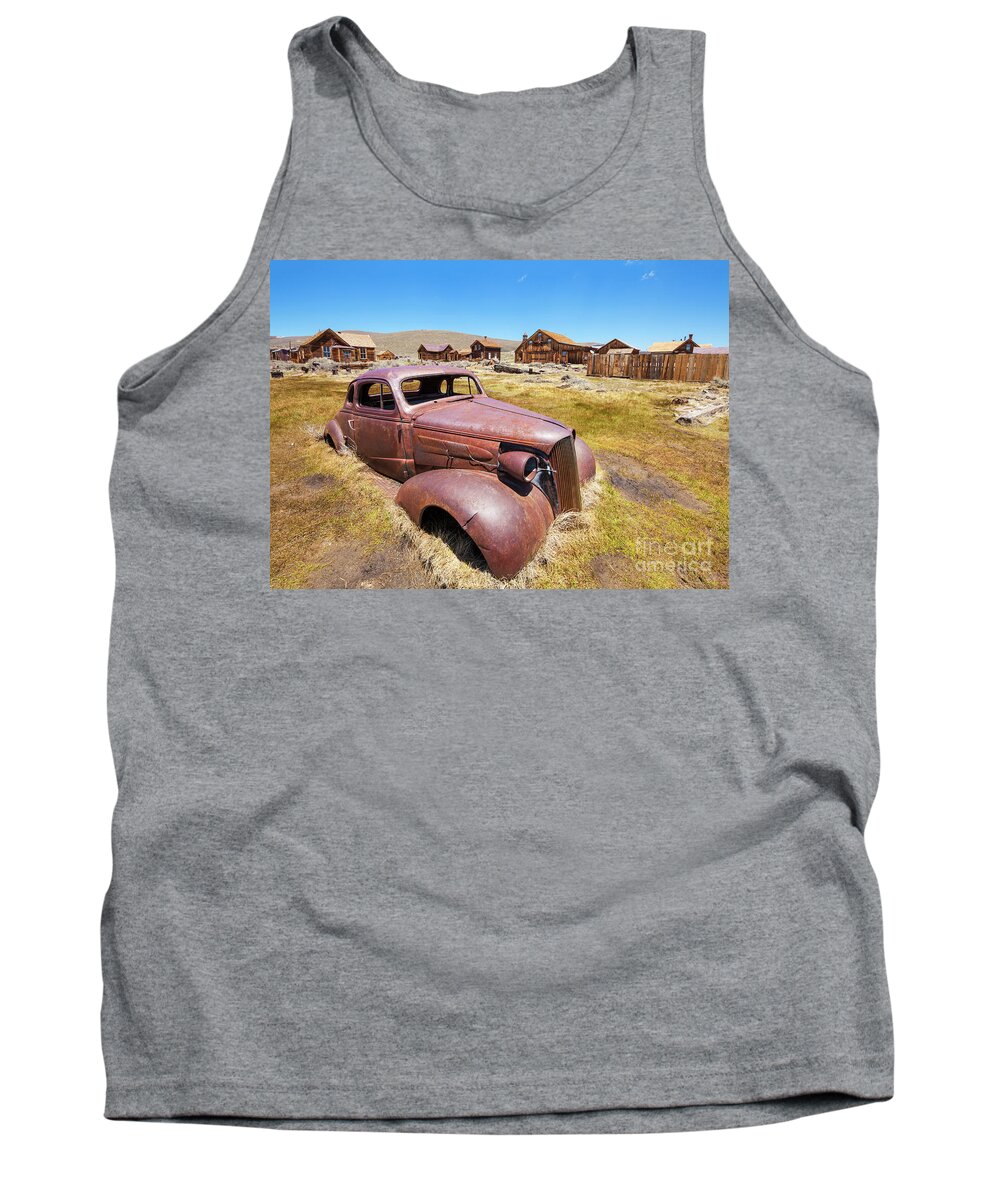 Bodie Tank Top featuring the photograph Bodie ghost town,1937 Chevrolet coupe, California by Neale And Judith Clark
