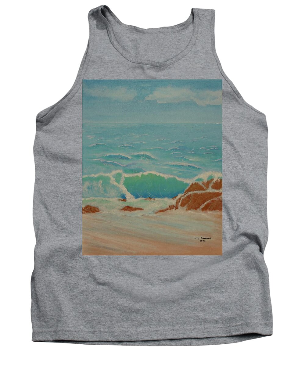 Seascape Tank Top featuring the painting Breakers by Terry Frederick
