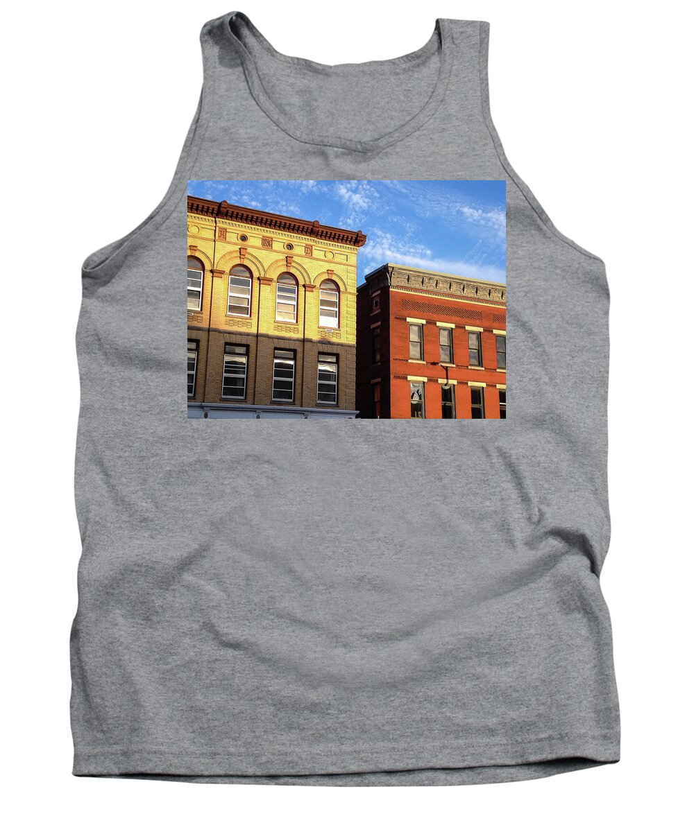 Brick Tank Top featuring the photograph Brick Windows at Dusk by Steven Nelson