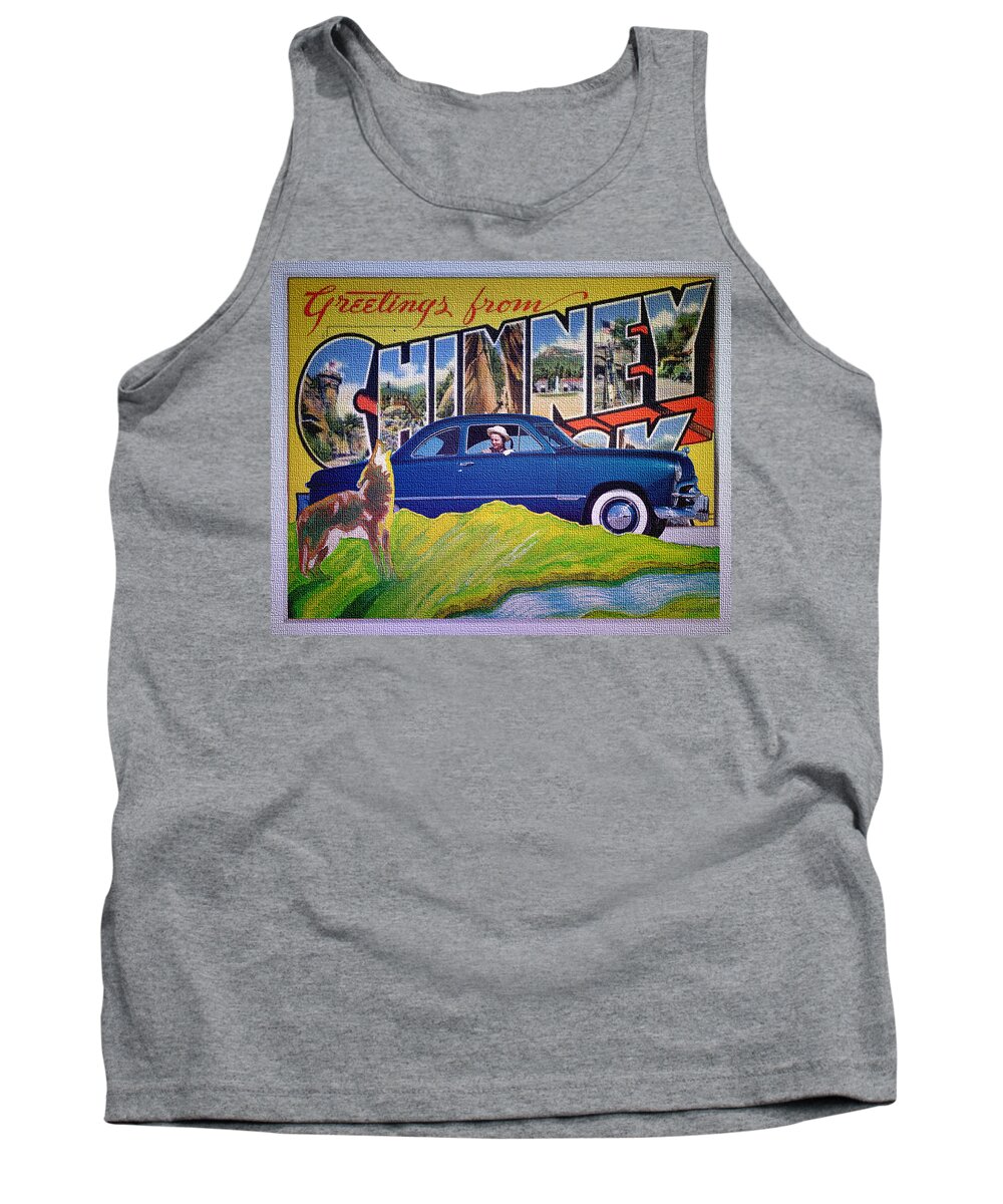 Dixie Road Trips Tank Top featuring the digital art Dixie Road Trips / Chimney Rock by David Squibb