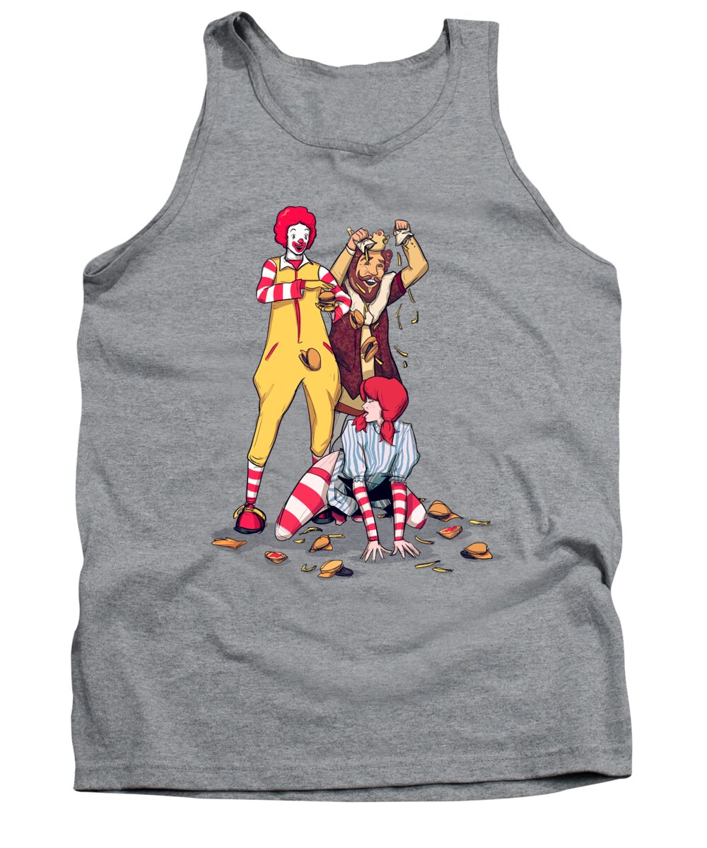 Mcdonalds Tank Top featuring the drawing Burgers and Fries by Ludwig Van Bacon