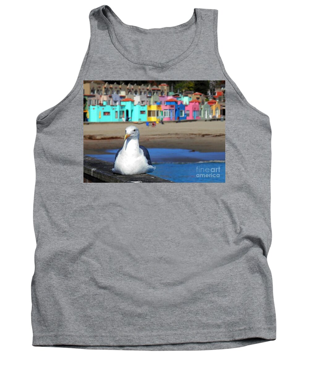 Capitola Tank Top featuring the photograph Capitola And The Seagull by Claudia Zahnd-Prezioso