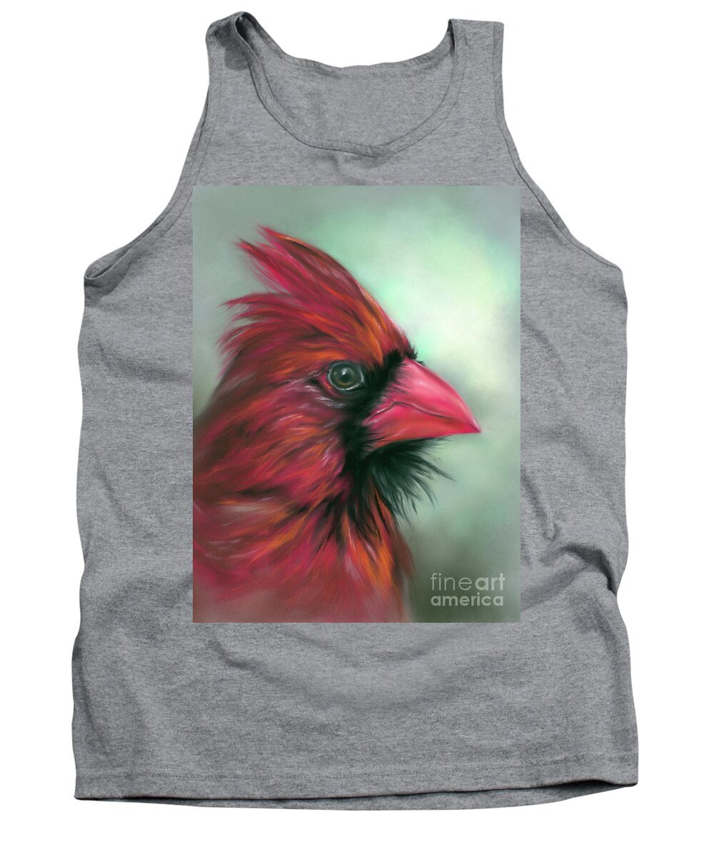 Bird Tank Top featuring the painting Cardinal Male Songbird Portrait by MM Anderson