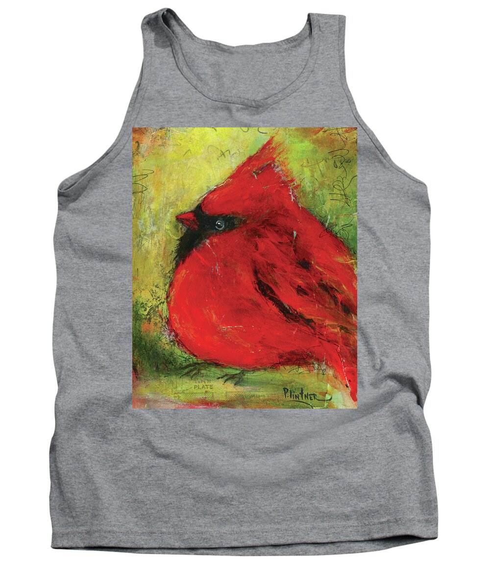 Cardinal Tank Top featuring the painting Cardinal by Patricia Lintner